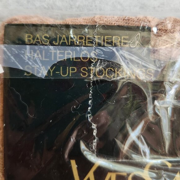 YSL YVES SAINT LAURENT Marilyn Stay-up Stockings Wide Lace Skin Beige Logo Brand - Picture 3 of 12